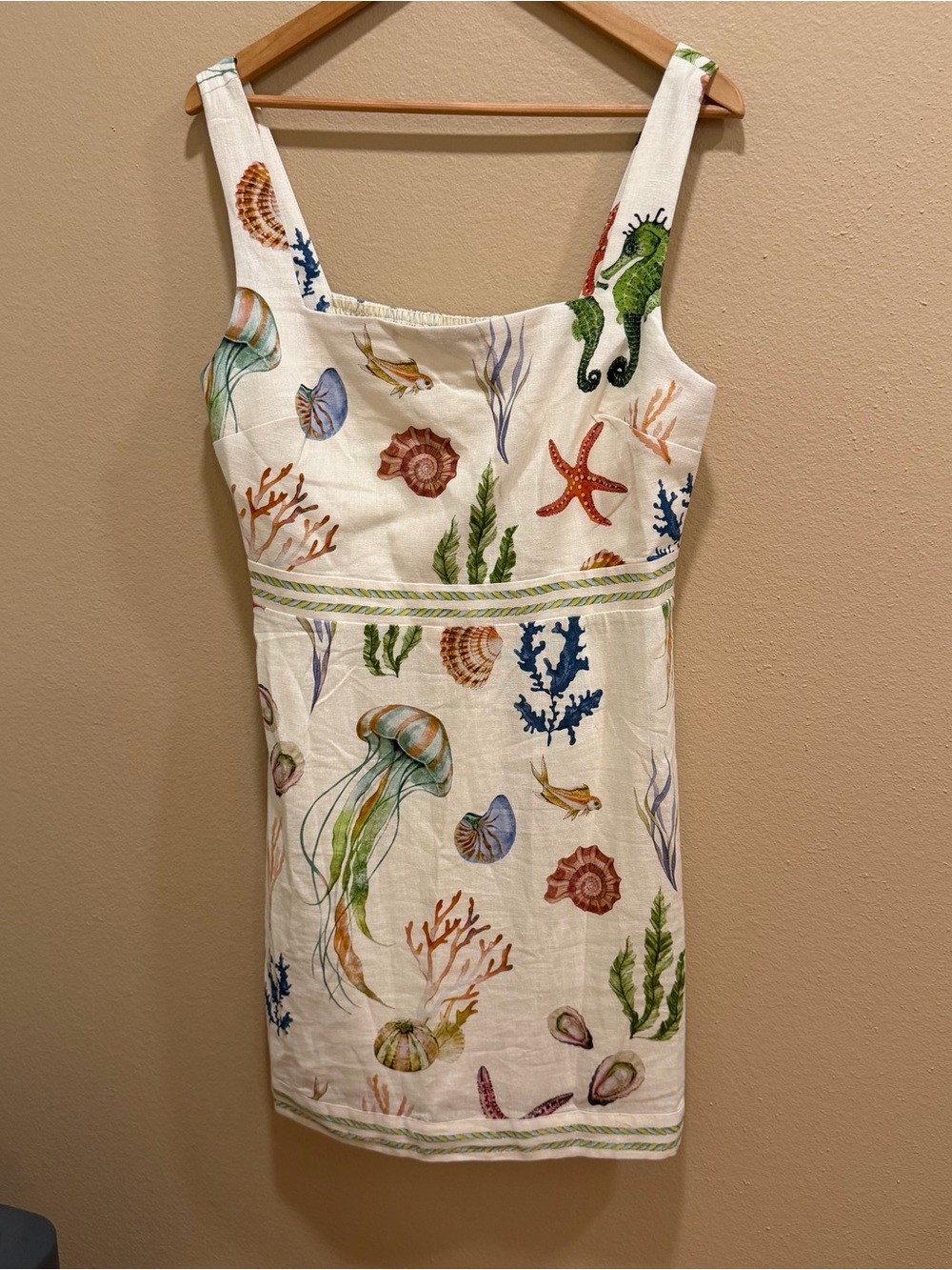 Caroline Constas Cream Sundress with Multicolor Sea Motif Large - Picture 9 of 12
